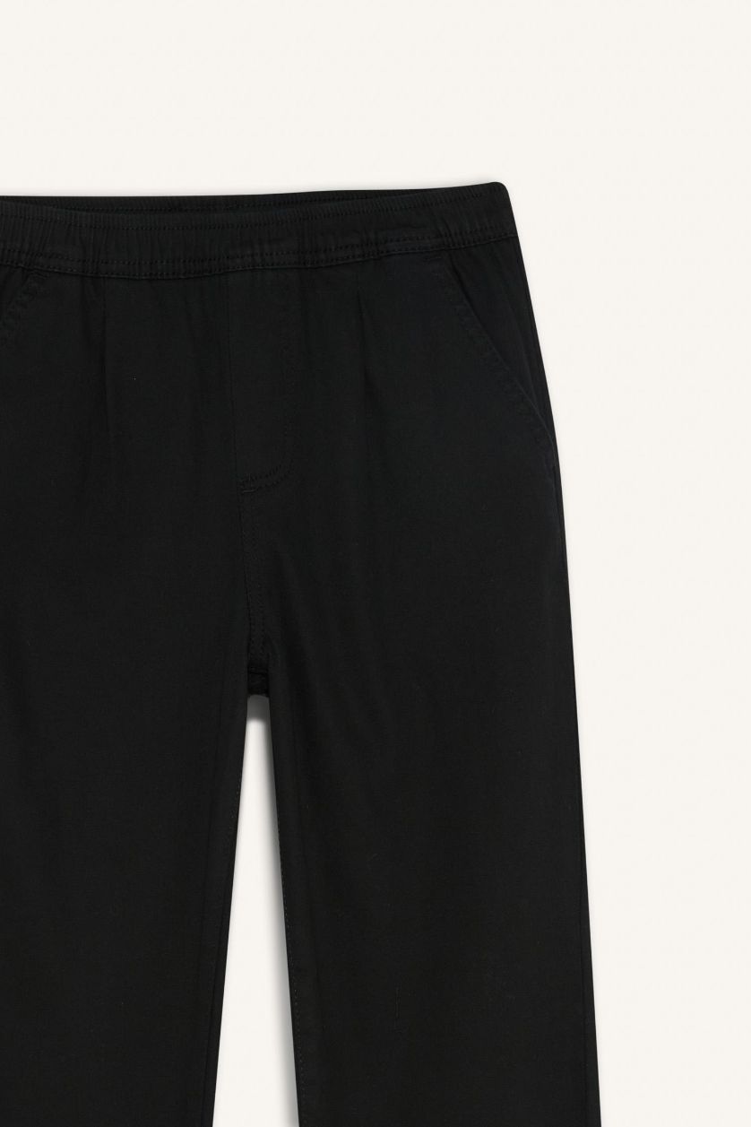 Erkek Çocuk - Genç Erkek Siyah Düz Paça Gabardin Pantolon Erkek Çocuk