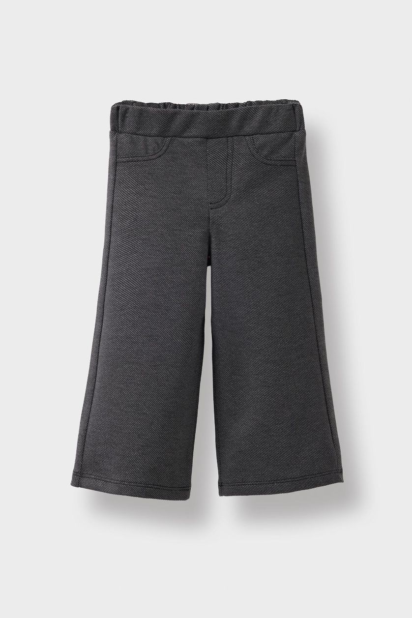 طفلة صغيرة أسود بنطلون بناتي مظهر جينز وايد ليج برجل واسع