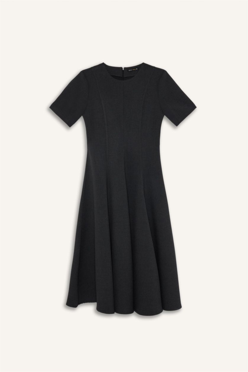 Kadın Antrasit Basıc Midi Yazlık Elbise