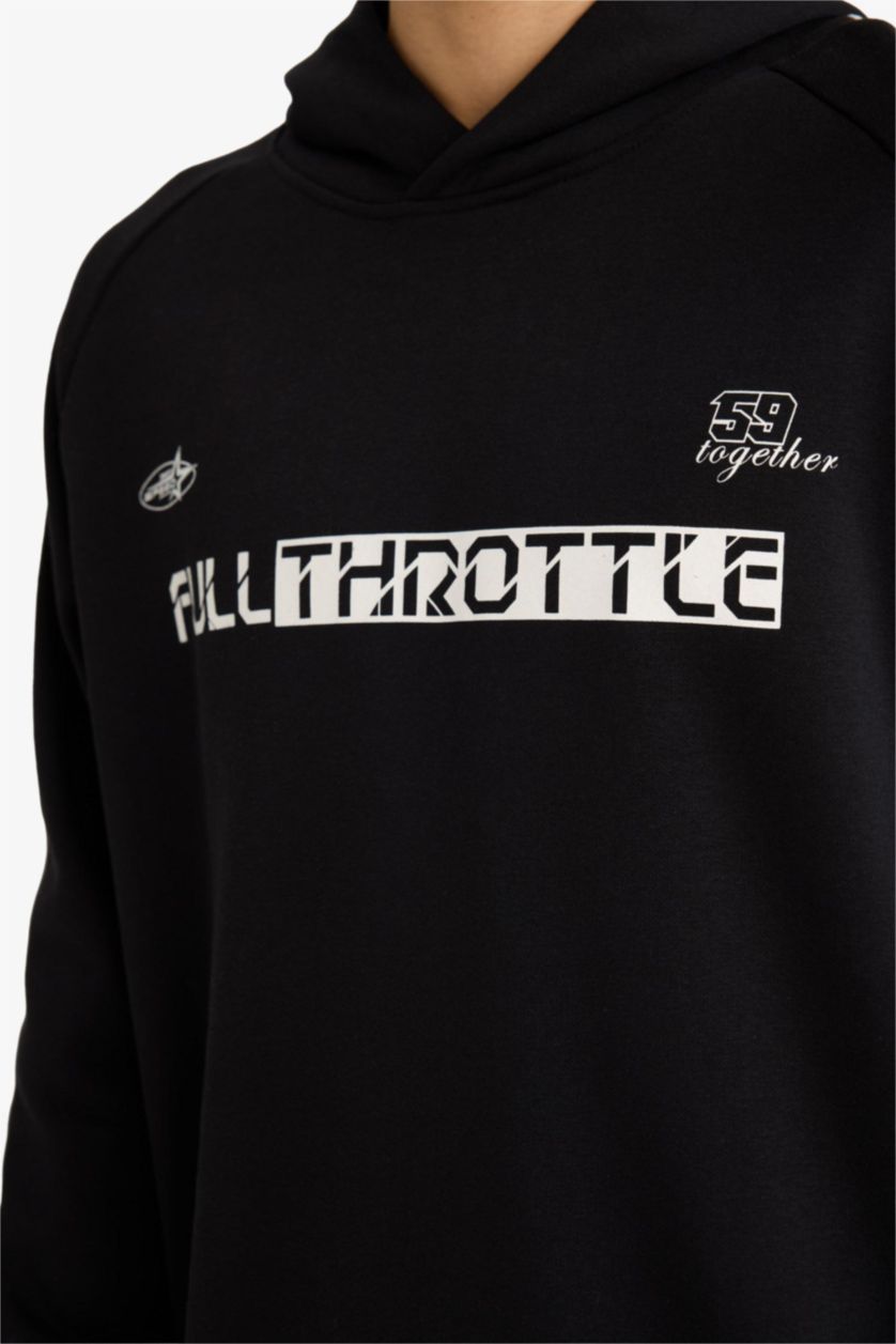 رجالي أسود سويت شيرت اوفر سايز مطبوع