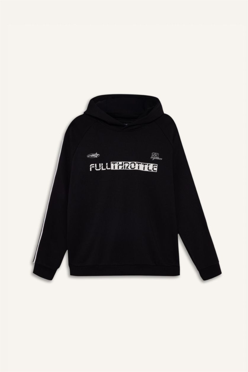 رجالي أسود سويت شيرت اوفر سايز مطبوع