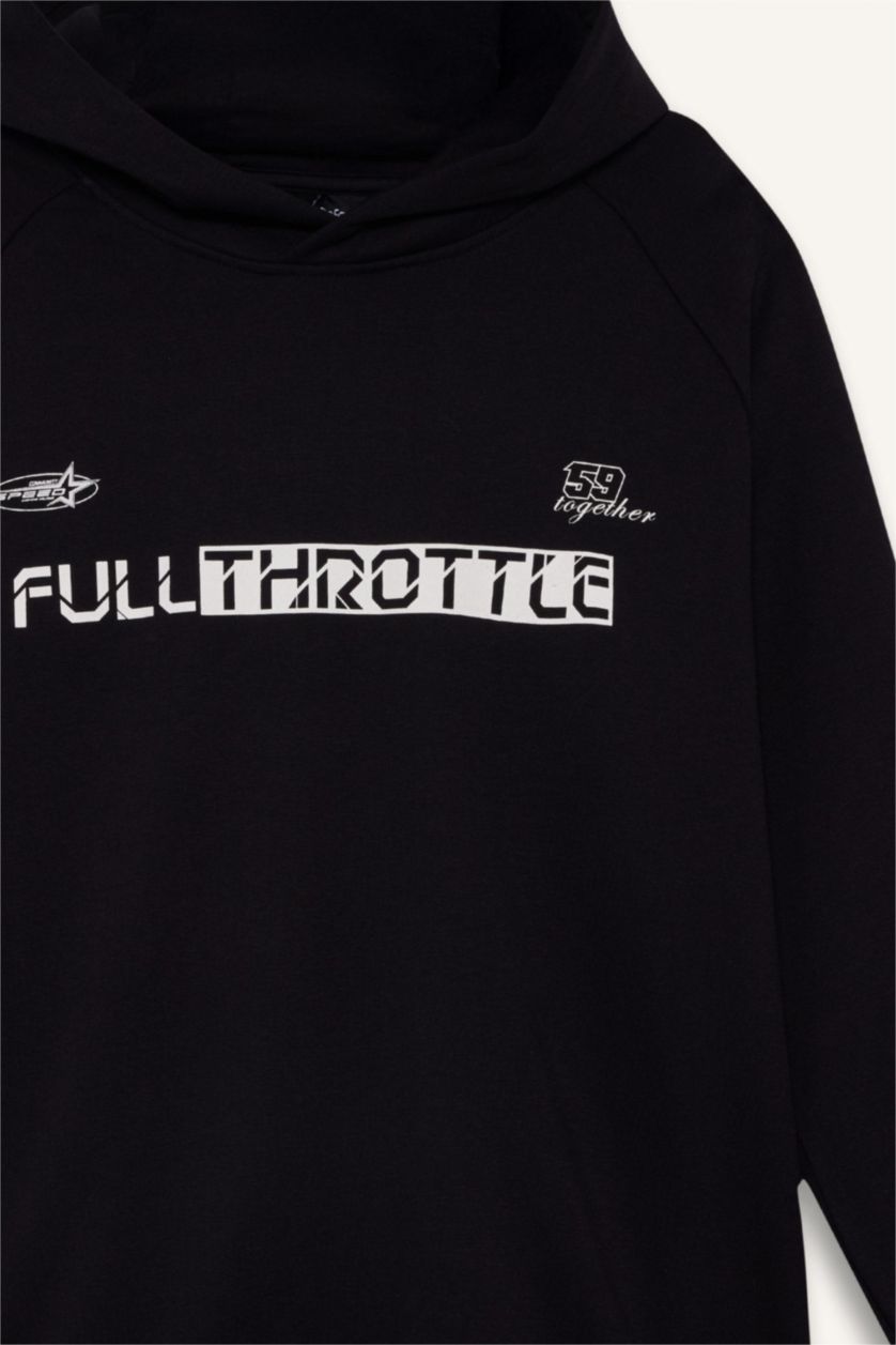 رجالي أسود سويت شيرت اوفر سايز مطبوع