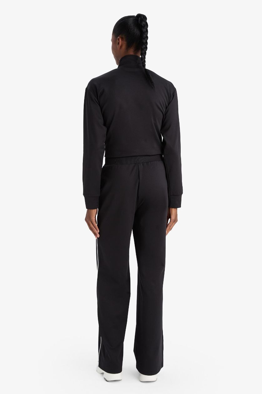 حريمي أسود بنطلون سويت بانتس وايد ليج برجل واسع ببطانة ناعمة  أسود من DeFactoFit