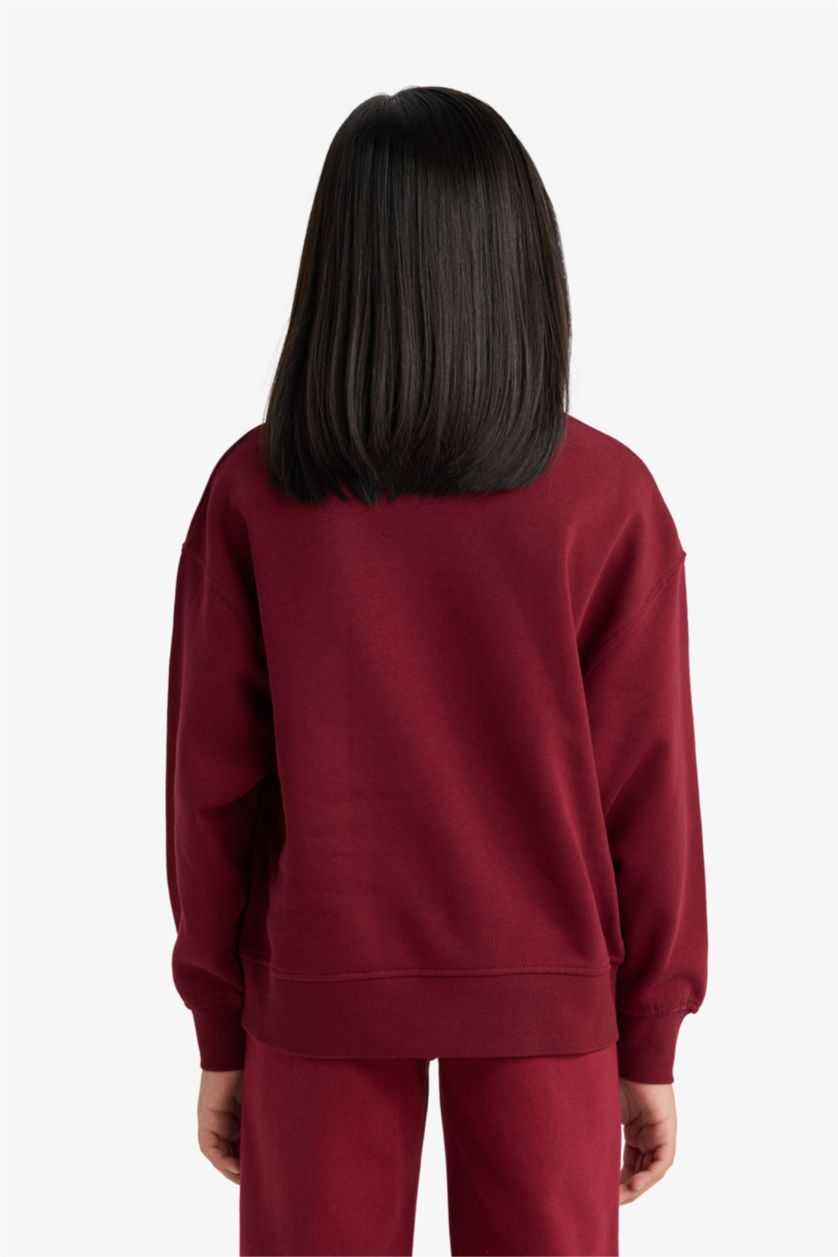 Қыздар Және Жасөспірімдер Бордо Қыздарға релакс пішімі дөңгелек жаға Свитер