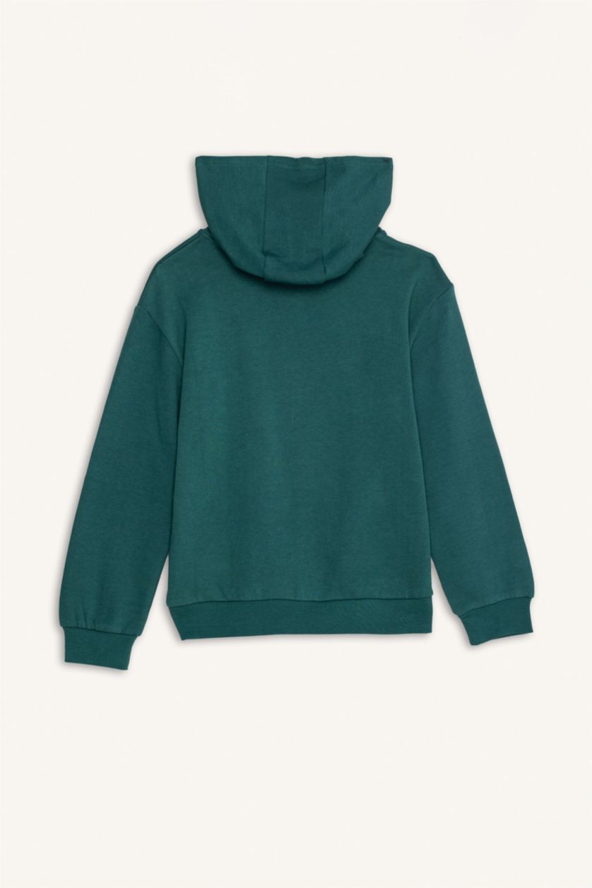 Girls & Teens Dark Green Girl Regular Fit Hoodie