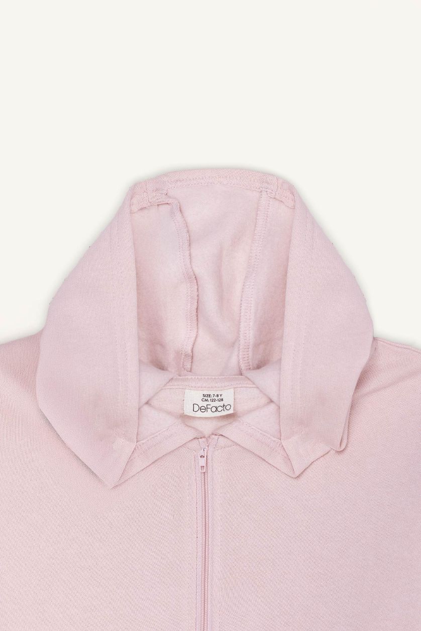 Девочки и подростки Светло-розовый Детский худи на молнии с капюшоном