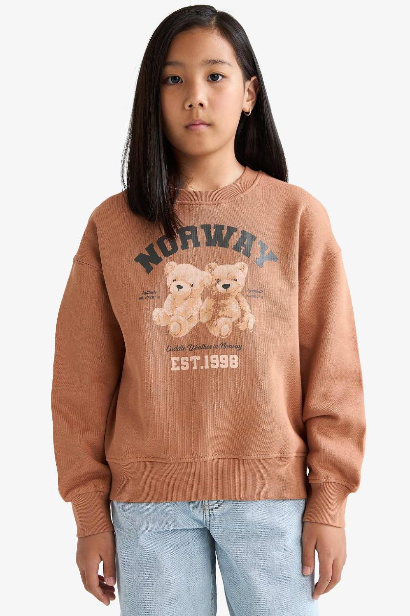 Қыздар Және Жасөспірімдер Қоңыр Қыздарға релакс пішімі Аниме дөңгелек жаға Свитер