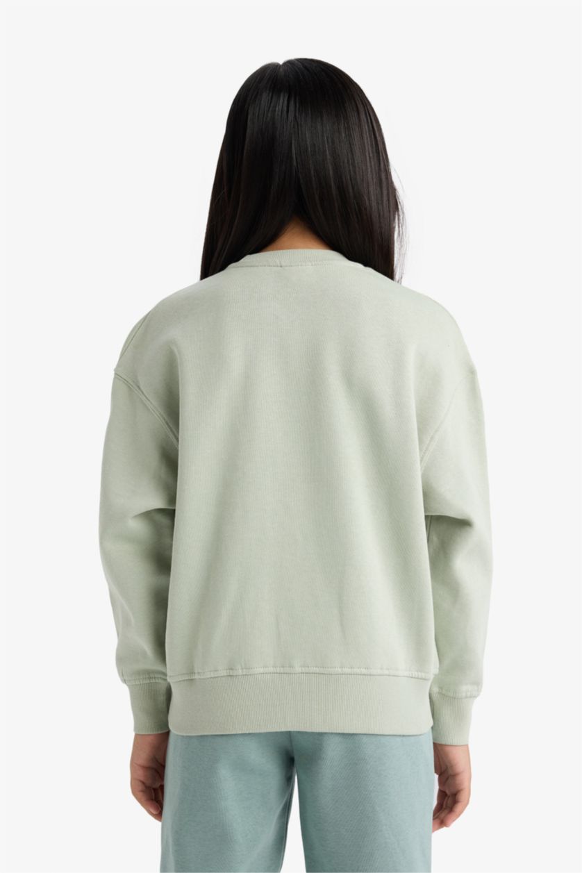 بنات نعناع سويت شيرت بناتي قصة مريحة ببطانة ناعمة وطبعة أنيمة