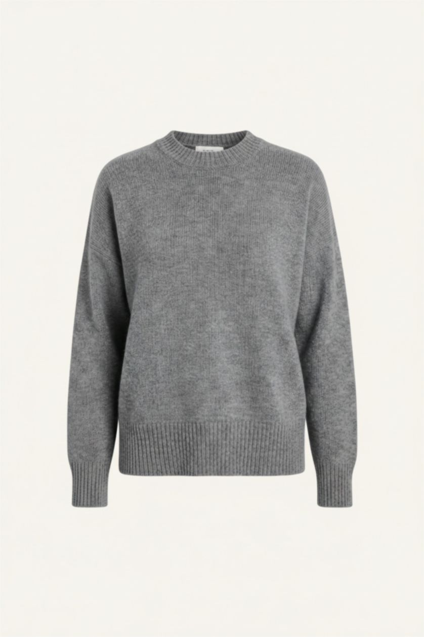 WOMAN Anthracite Oversize Fit Crew Neck Knit Pullover