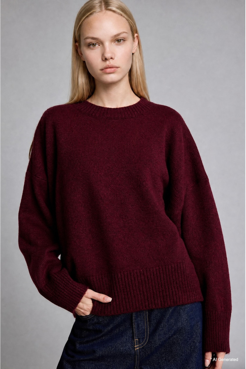 Women Bordeaux Oversize Fit Knitwear Pullover