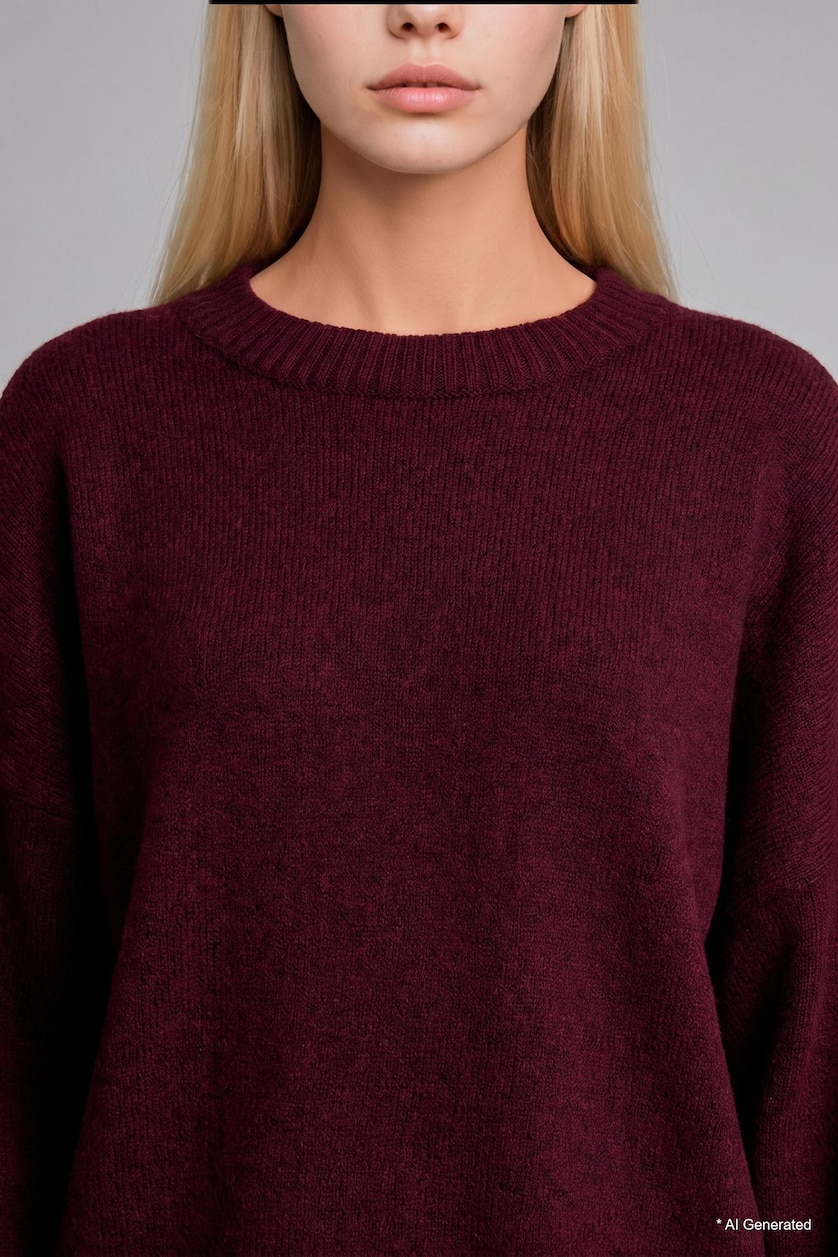 Women Bordeaux Oversize Fit Knitwear Pullover
