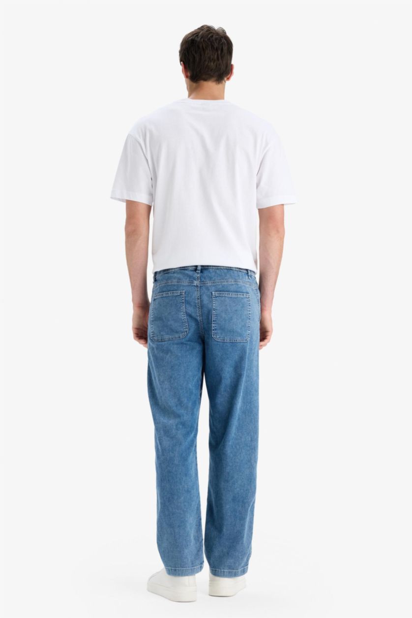 Ерлер Көк кең аяқ деним кең етек Шалбар