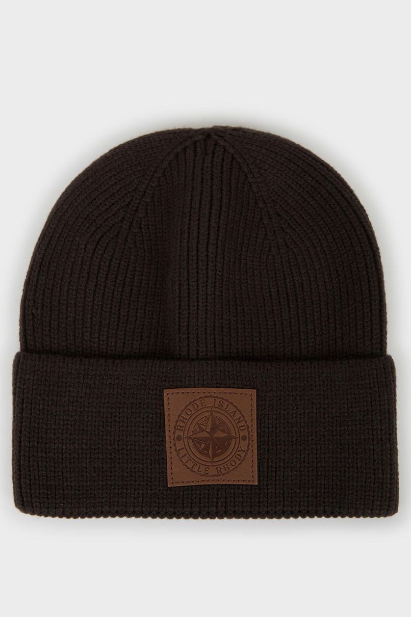 MAN Brown Boy Woven Label Knit Beanie