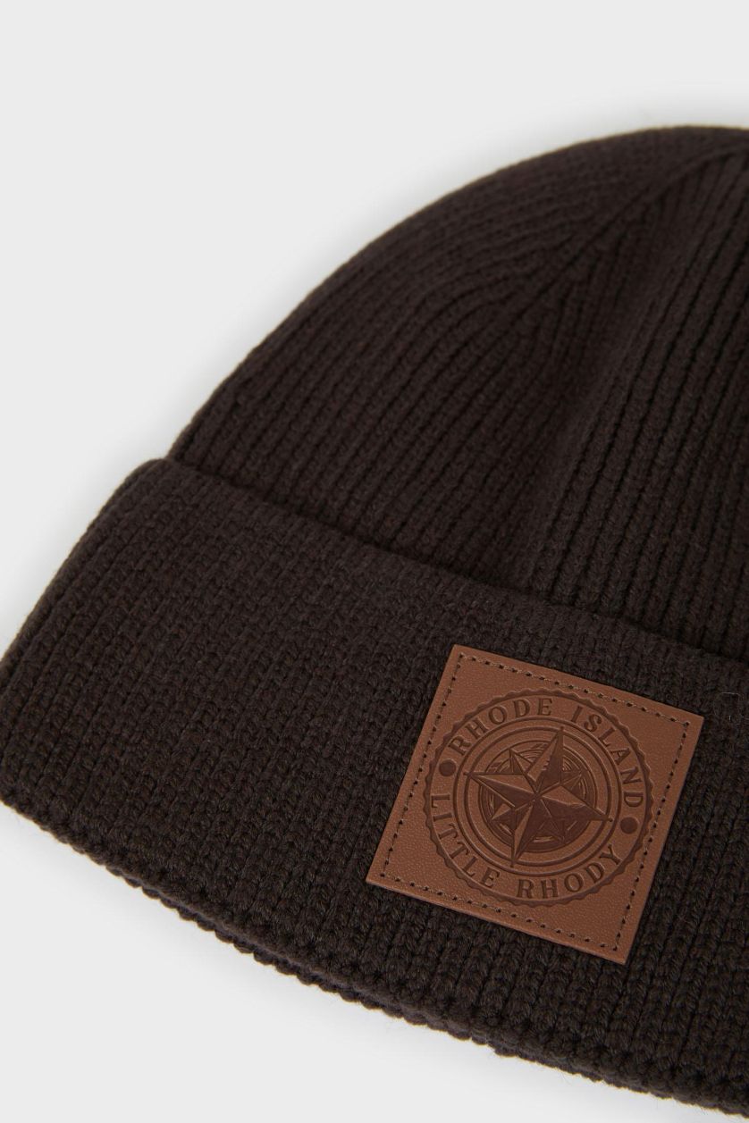 MAN Brown Boy Woven Label Knit Beanie