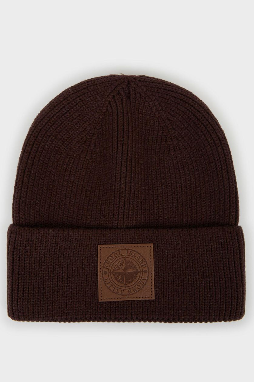 Erkek Koyu Bordo Erkek Dokuma Etiketli Triko Bere