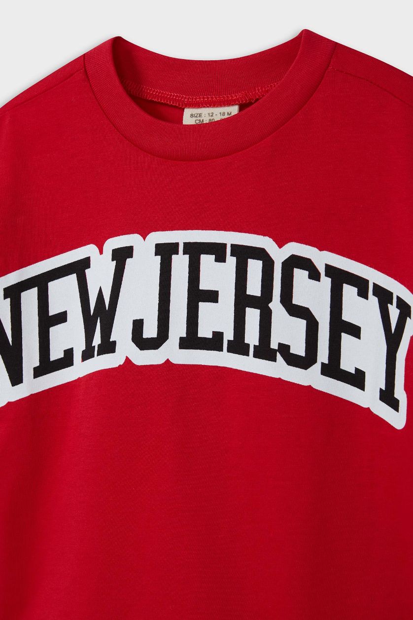 BABY BOY Red Baby Boy Crew Neck Printed Short Sleeve T-Shirt