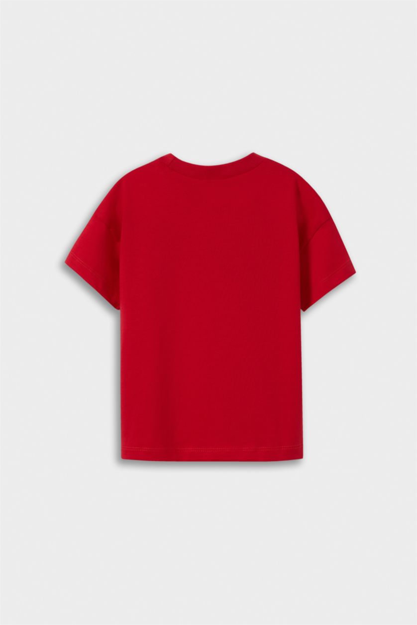 BABY BOY Red Baby Boy Crew Neck Printed Short Sleeve T-Shirt