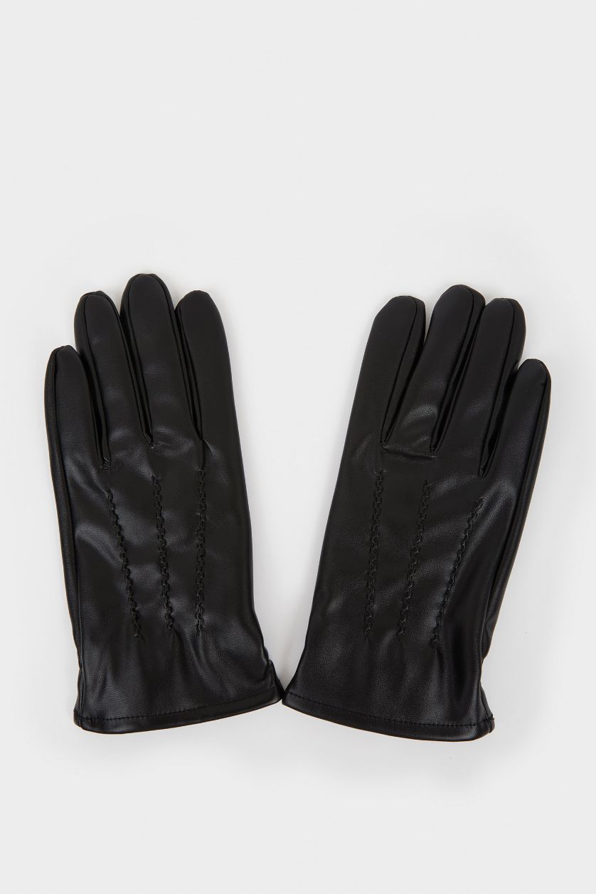 Erkek Siyah Erkek Suni Deri Eldiven