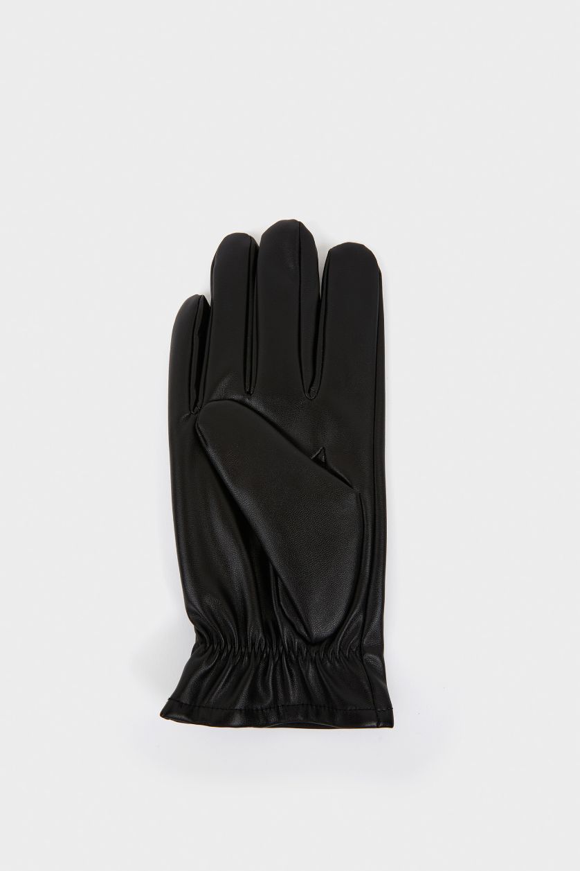 Erkek Siyah Erkek Suni Deri Eldiven