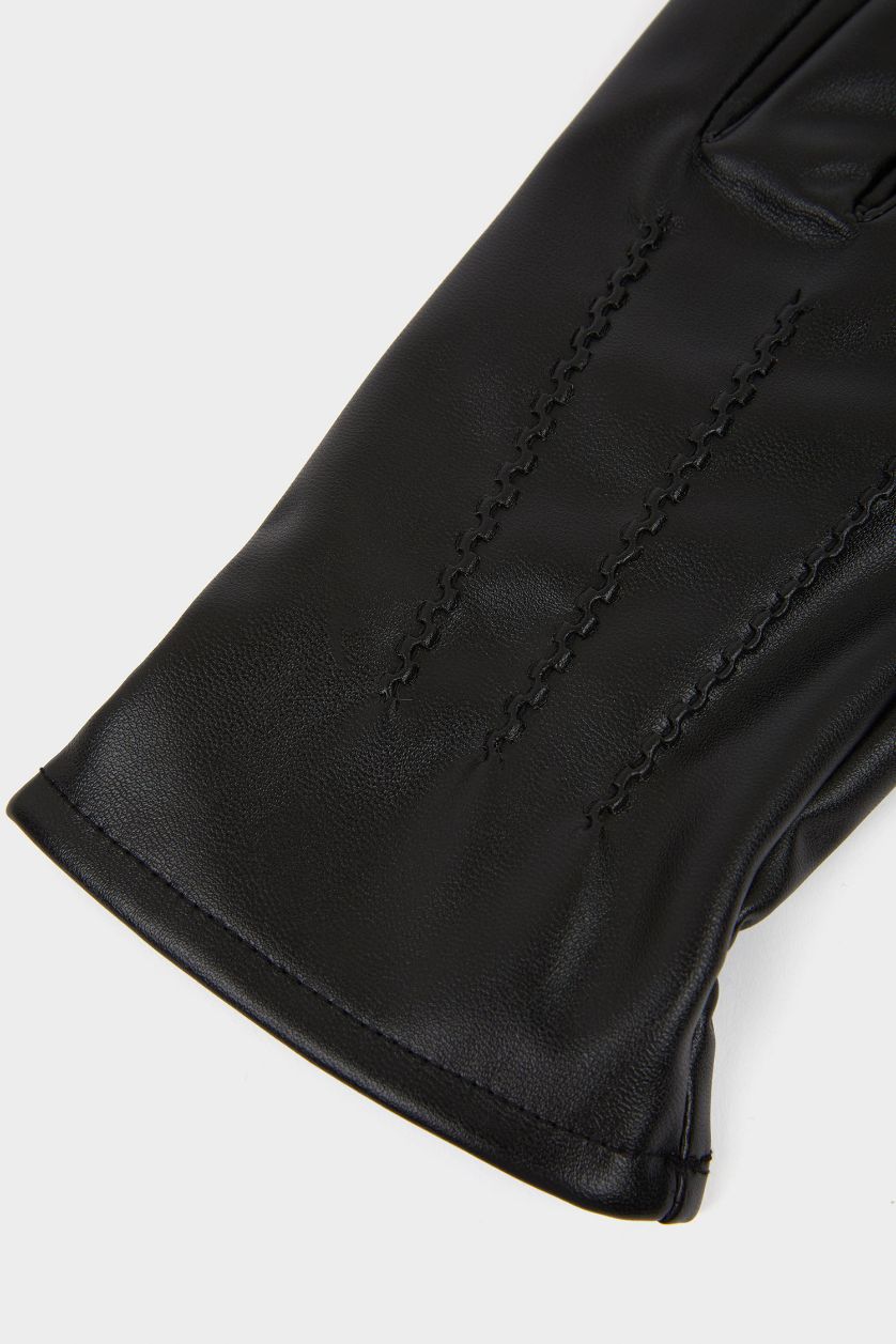 Erkek Siyah Erkek Suni Deri Eldiven