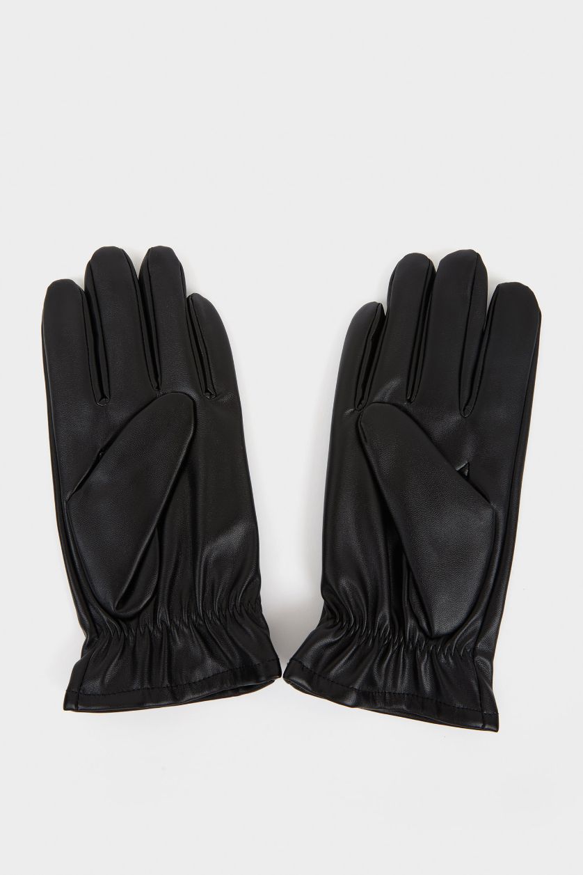 Erkek Siyah Erkek Suni Deri Eldiven