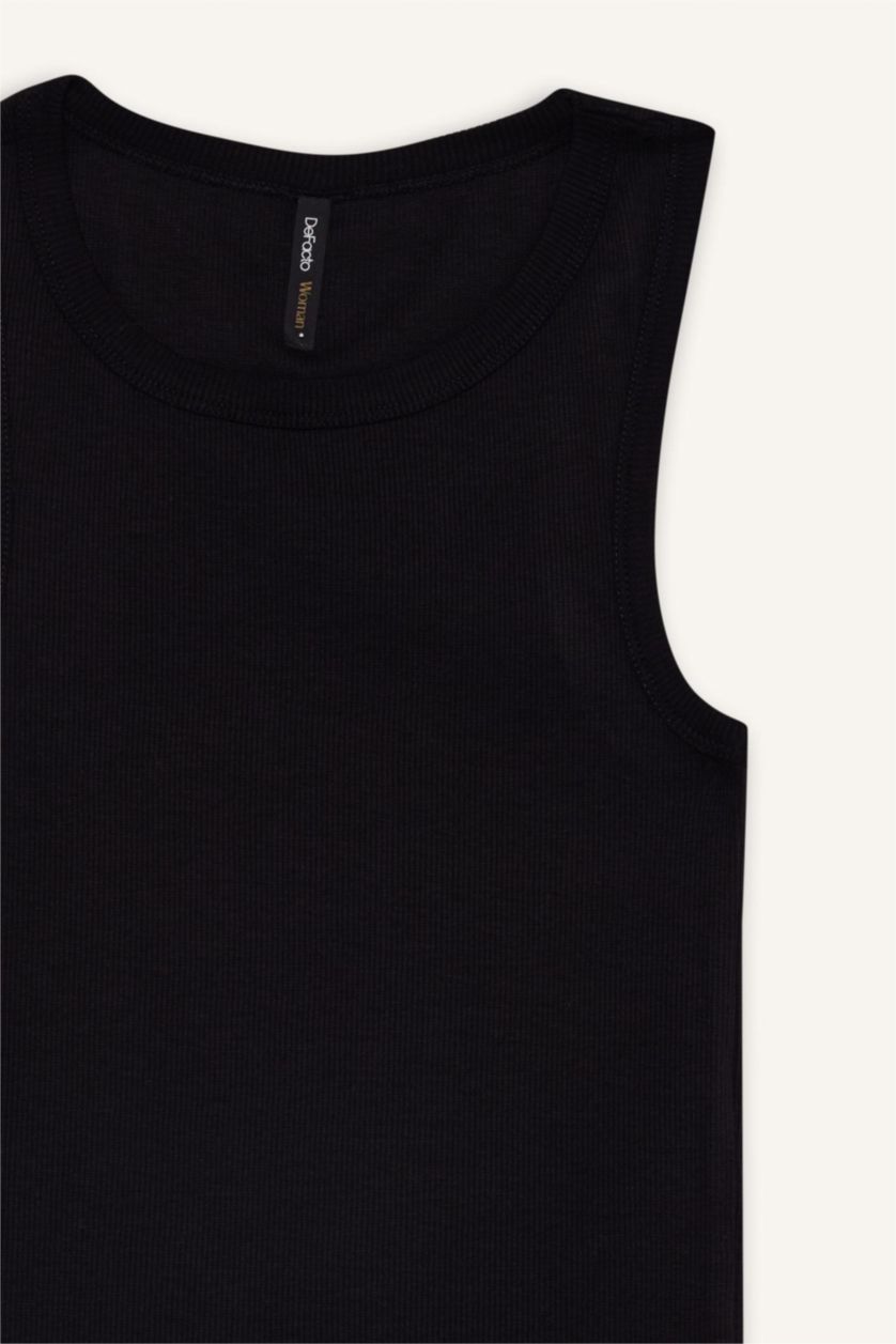 Kadın Siyah Slım Fıt Halter Yaka Fitilli Kaşkorse Atlet