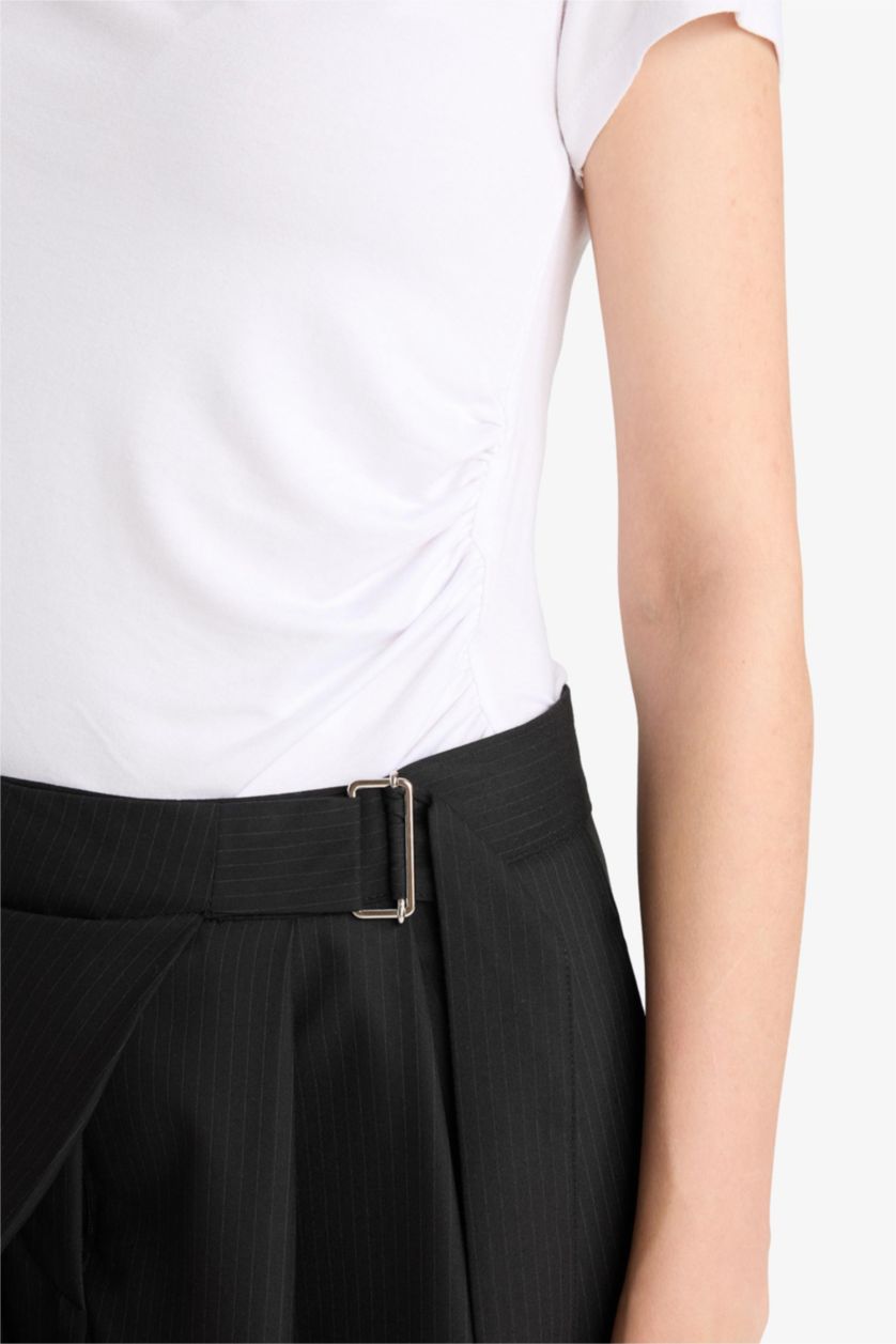 WOMAN White Slim Fit Half Turtleneck Short Sleeve Polo T-Shirt