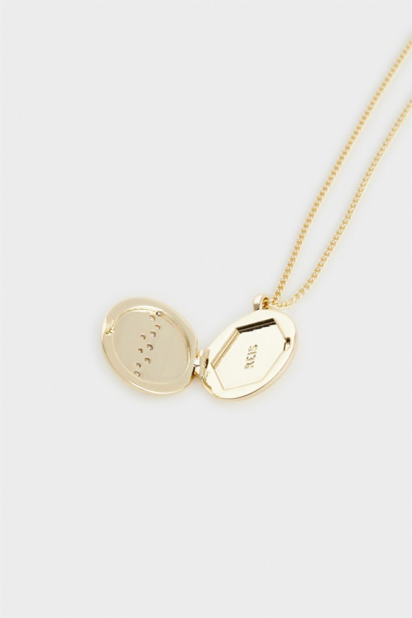 Woman Altın Reis x DeFacto Gold Plated Queen Parla Round Photo Frame Gold Necklace