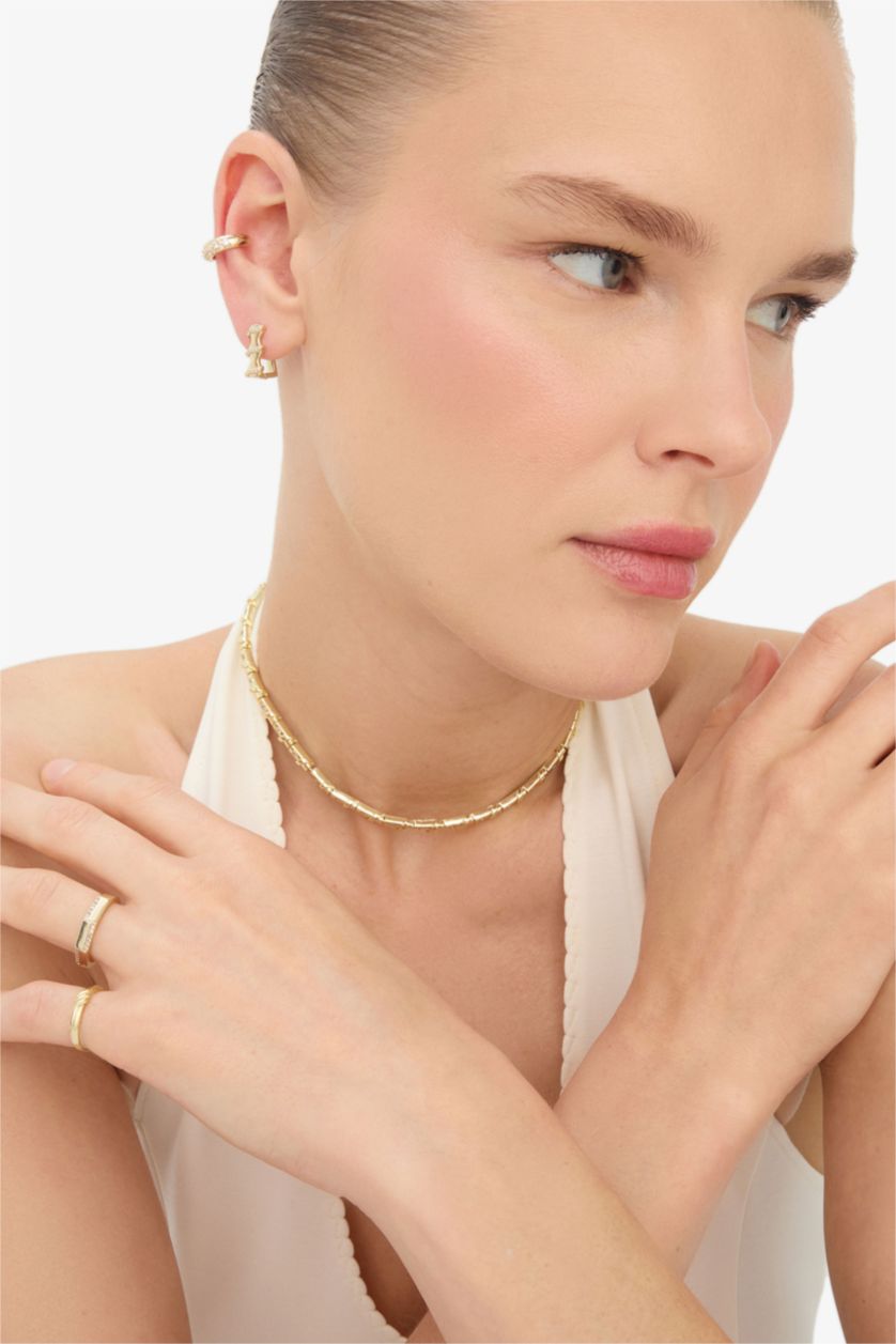 Woman Altın Reis x DeFacto Gold Plated Elegante Curva Stone Gold Necklace