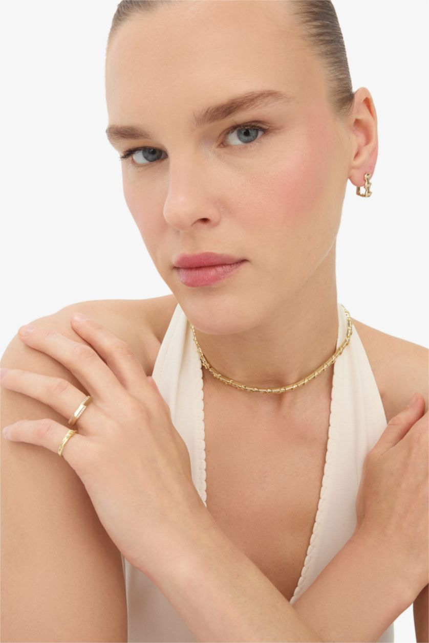 Woman Altın Reis x DeFacto Gold Plated Elegante Curva Stone Gold Necklace