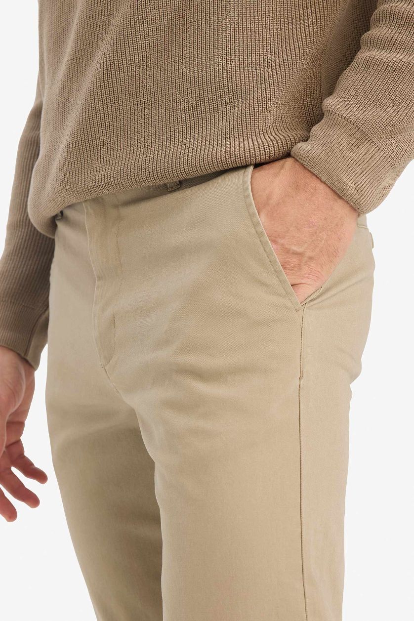 MAN Light Brown Regular Fit Basic Trousers