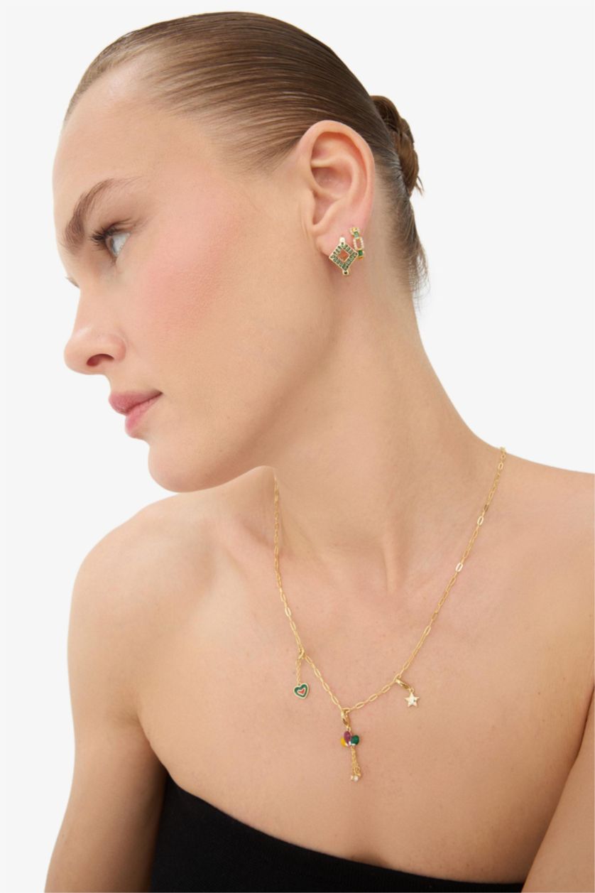 Woman Altın Reis x DeFacto Gold Plated Carnaval Charms 3 Piece Charm Gold Necklace