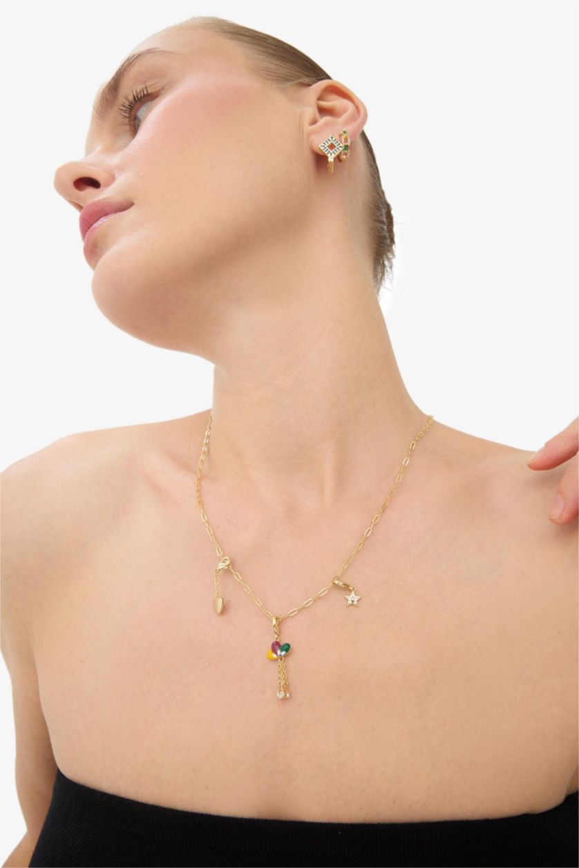 Woman Altın Reis x DeFacto Gold Plated Carnaval Charms 3 Piece Charm Gold Necklace