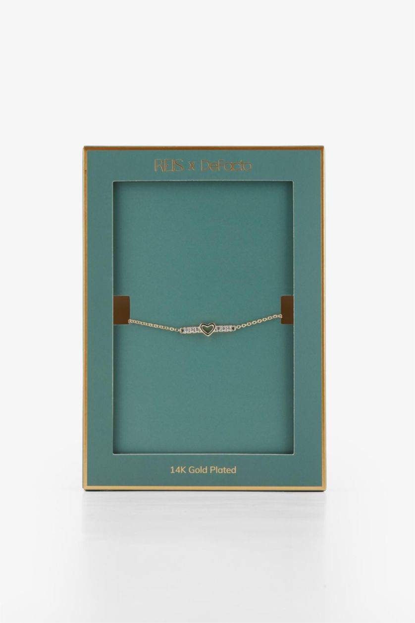 Woman Altın Reis x DeFacto Gold Plated Heart and Stone Gold Bracelet