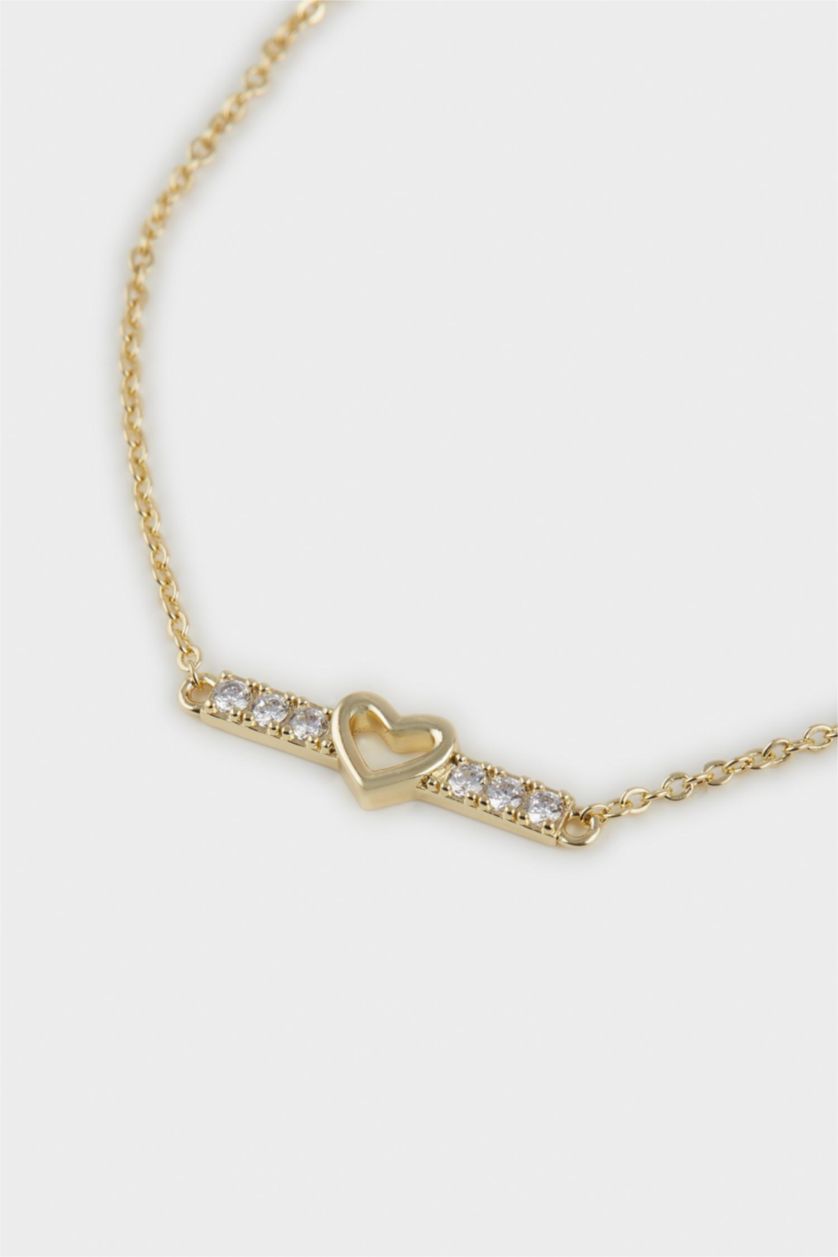 Woman Altın Reis x DeFacto Gold Plated Heart and Stone Gold Bracelet