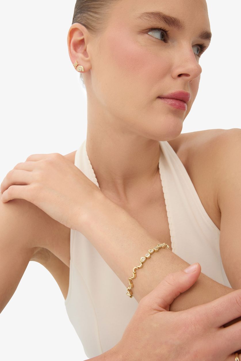 Woman Altın Reis x DeFacto Gold Plated Sangria Mini Stone Gold Bracelet