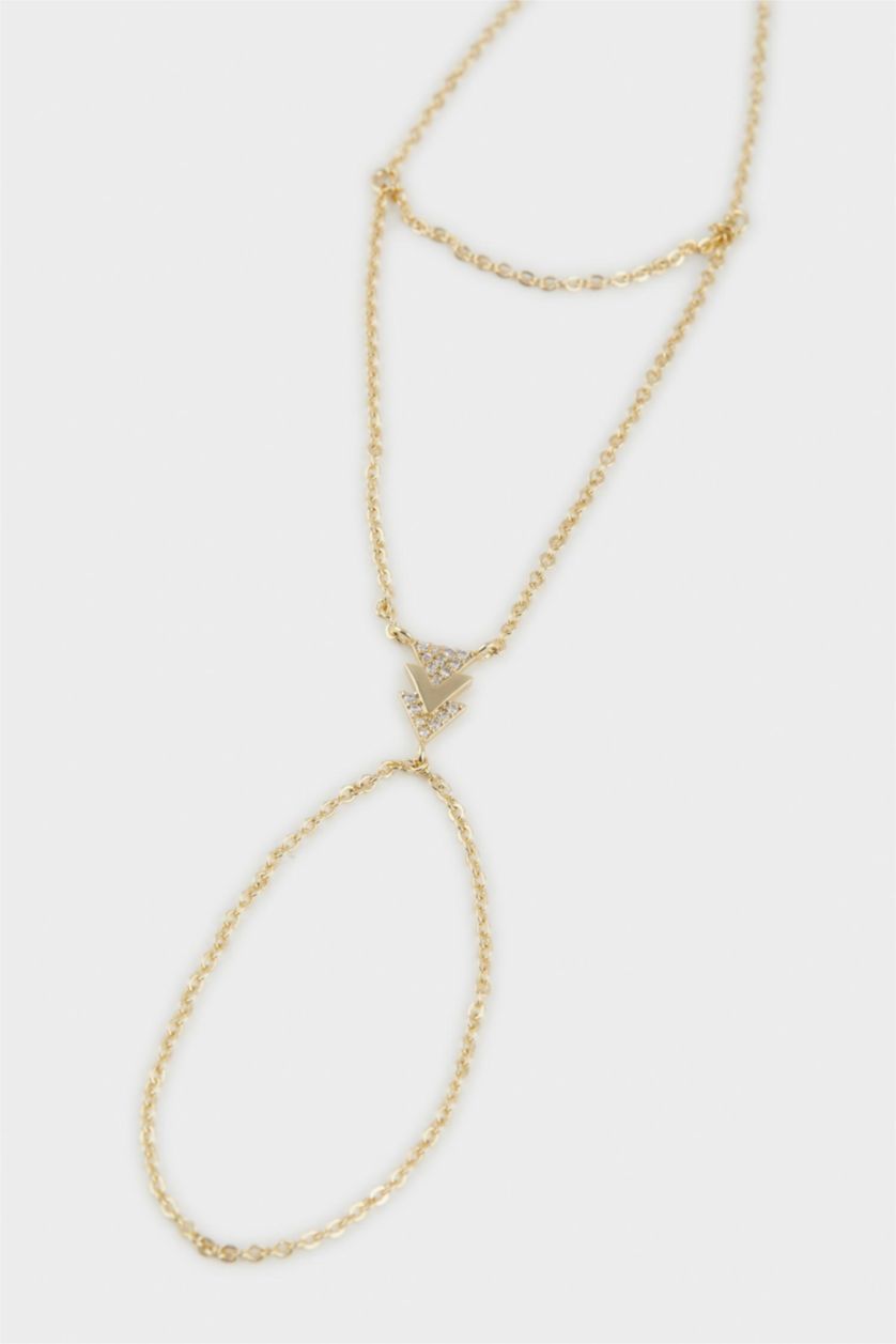 Kadın Altın Reis x DeFacto 14 Ayar Altın Kaplama Triangolo Kadın Taşlı Gold Şahmeran