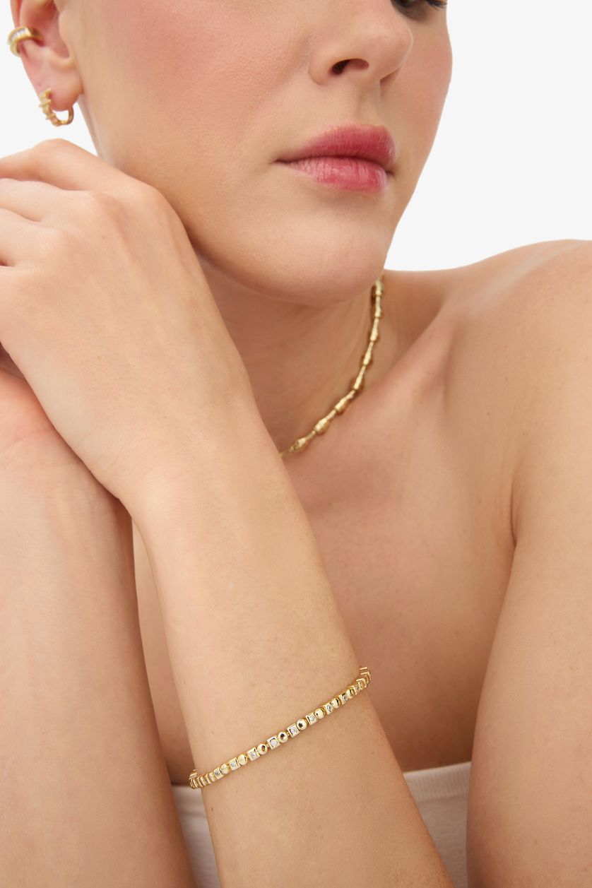 Woman Altın Reis x DeFacto Gold Plated Luce Di Cubo Stone Gold Bracelet