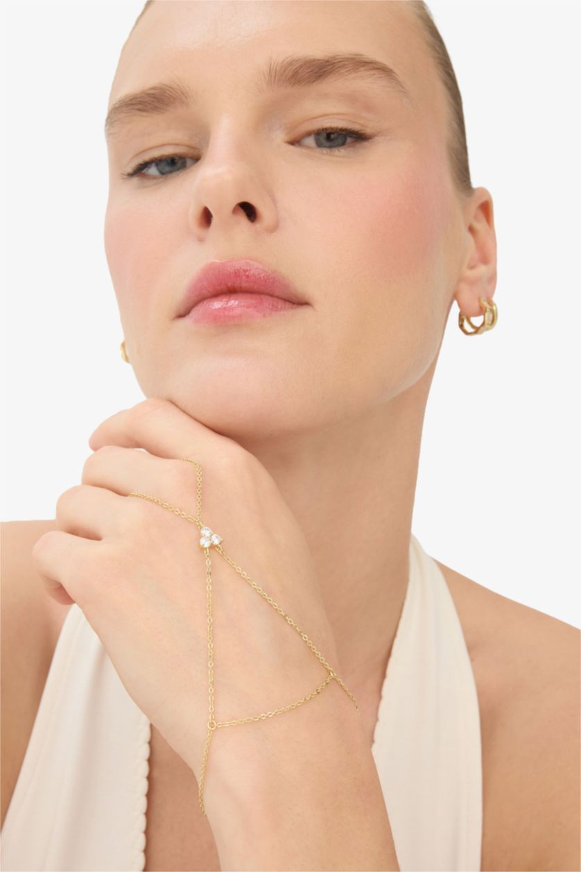 Woman Altın Reis x DeFacto Gold Plated Triple Stone Gold Shahmaran
