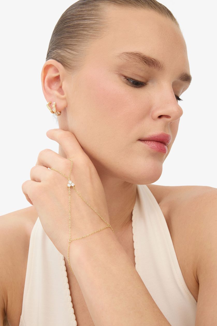 Woman Altın Reis x DeFacto Gold Plated Triple Stone Gold Shahmaran