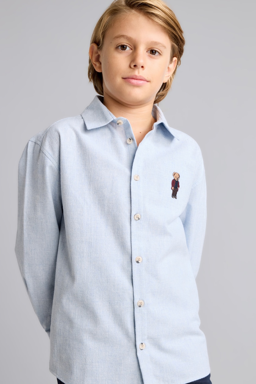 Young Boys - Teen Boys Blue Melange Oversize Fit Long Sleeve Shirt