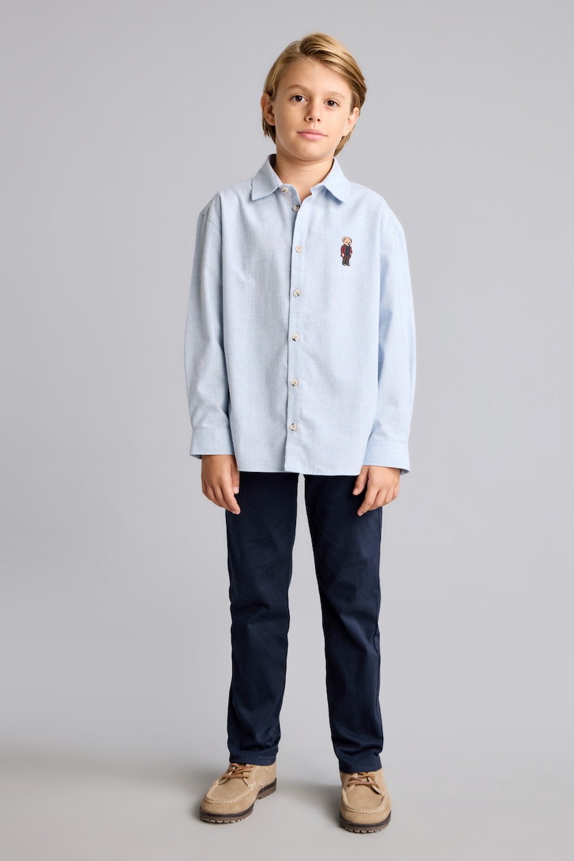 Young Boys - Teen Boys Blue Melange Oversize Fit Long Sleeve Shirt
