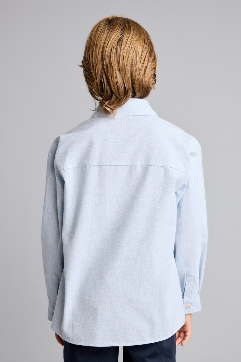 Young Boys - Teen Boys Blue Melange Oversize Fit Long Sleeve Shirt
