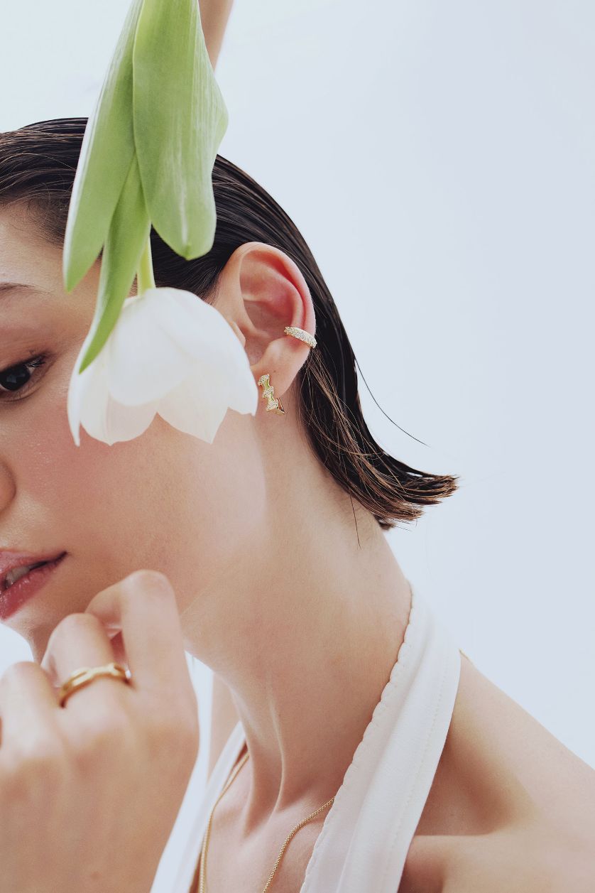 Woman Altın Reis x DeFacto Gold Plated 2 Piece Stone Gold Earrings