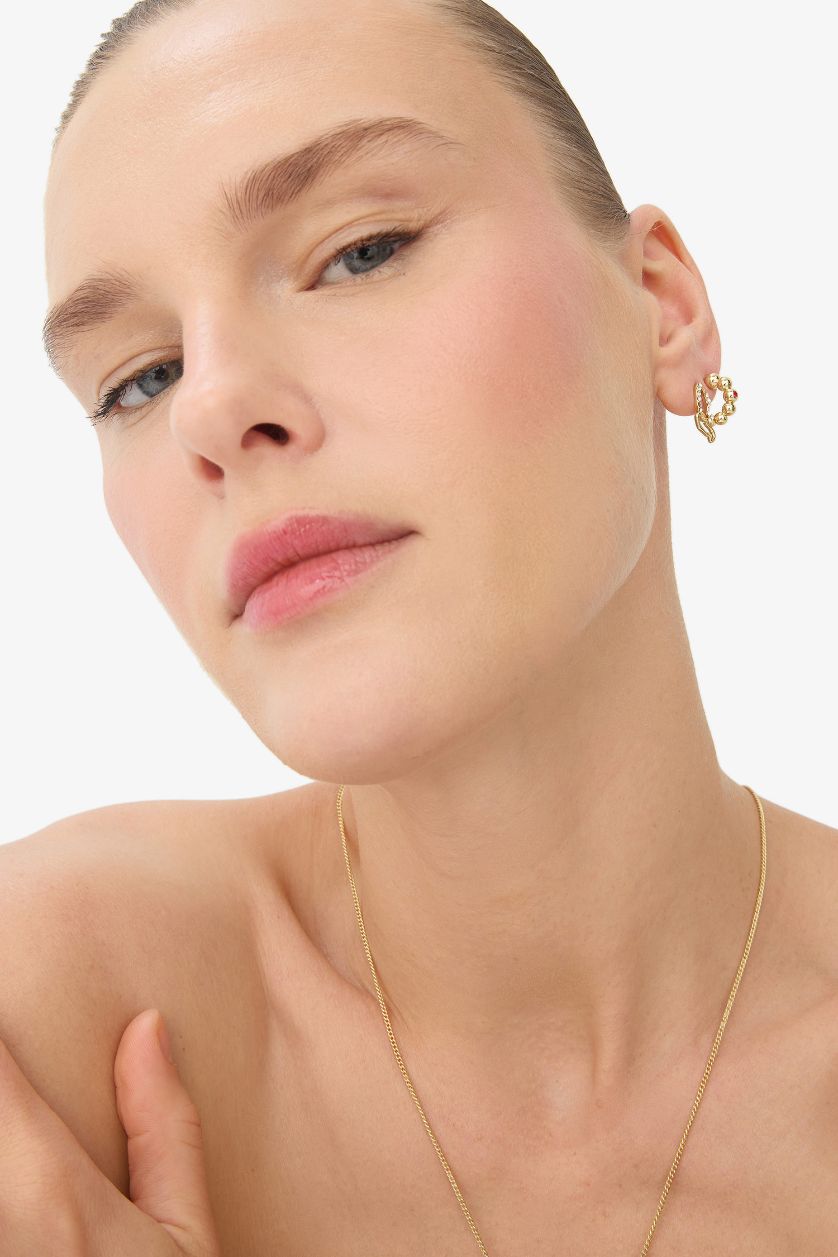 Woman Altın Reis x DeFacto 14K Gold Plated 3 Piece Gold Green Earrings