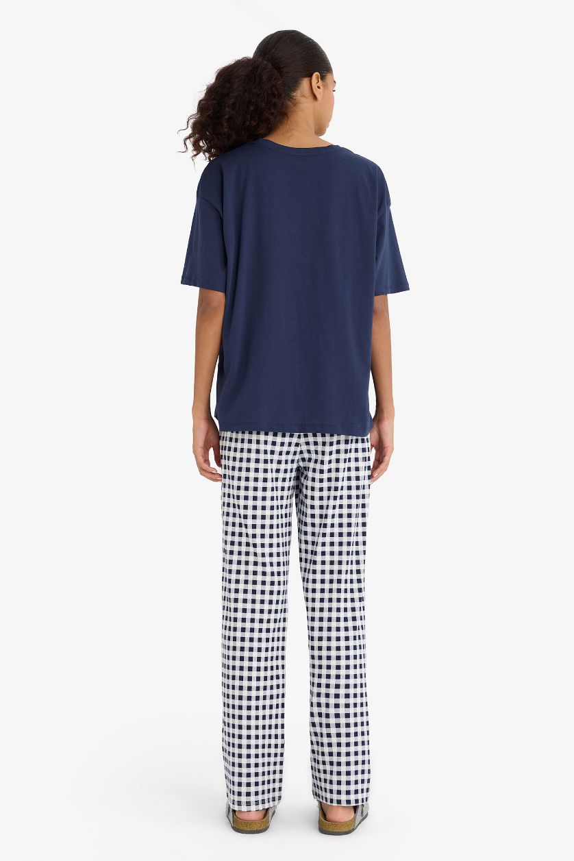 Woman NAVY Fall in Love Regular Fit Teddy Bear Print Top Bottoms 2 Piece Pajama Set