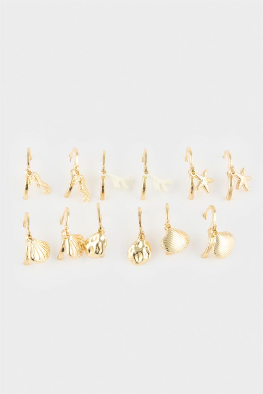 Kadın Altın Kadın 9'lu Deniz Temalı Gold Küpe