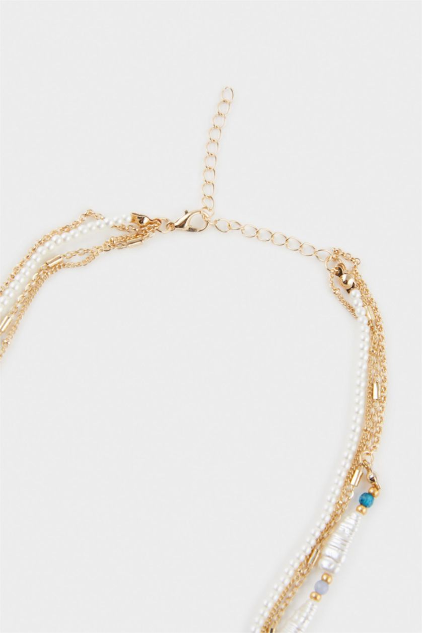 Женщины Разноцветный Женское Четверное Золотое Колье с Синими Камнями