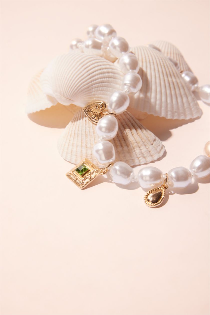 Kadın Karma Kadın İncili Charm Detaylı Kolye