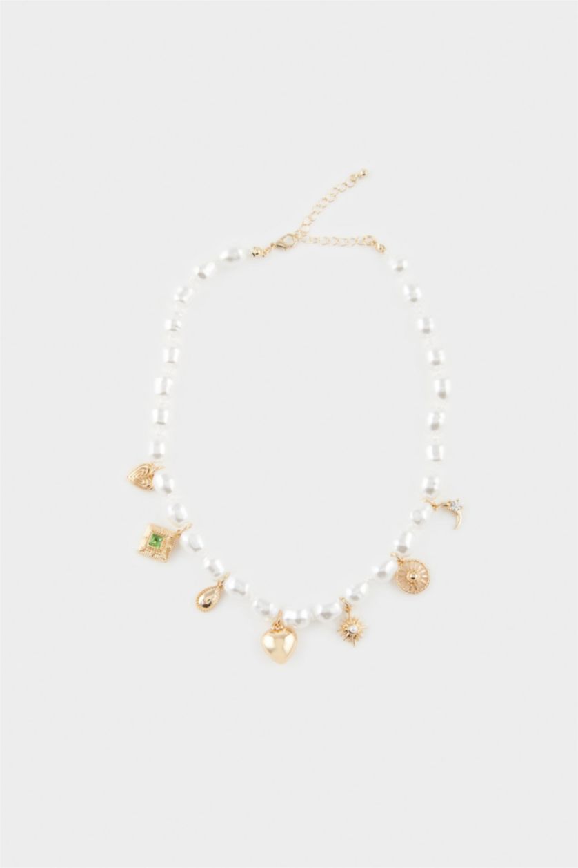 Kadın Karma Kadın İncili Charm Detaylı Kolye